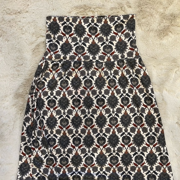 MAX STUDIO skirt printed foldover waistband a-line stretch - Picture 4 of 13